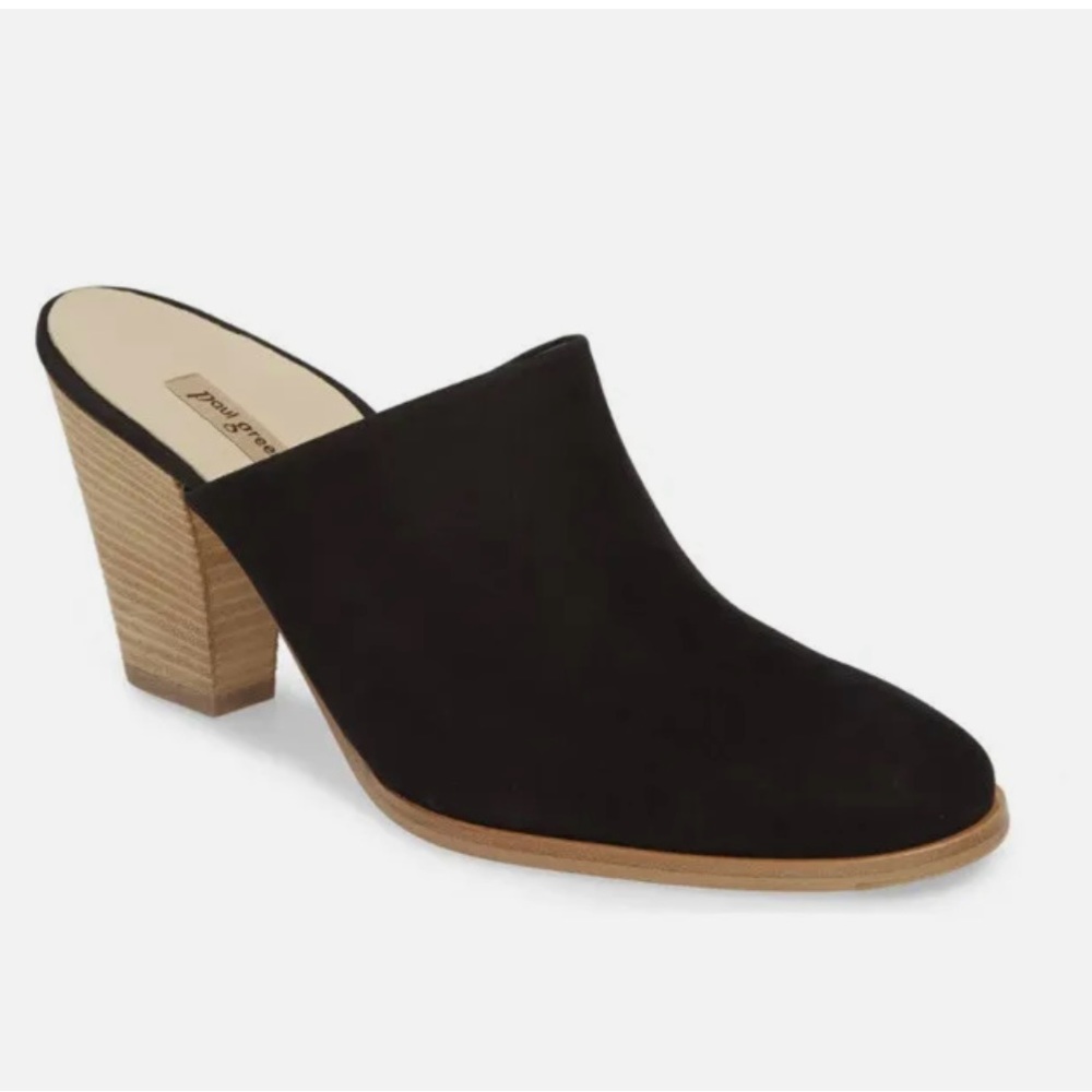 Paul Green Vonda Black Nubuck Leather Mule Size 6.5 UK / 9 US MSRP $319